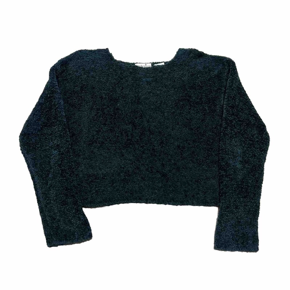 Vintage Bydesign Sweater Womens Small‎ Y2K Fuzzy Velour Style Short Cropped